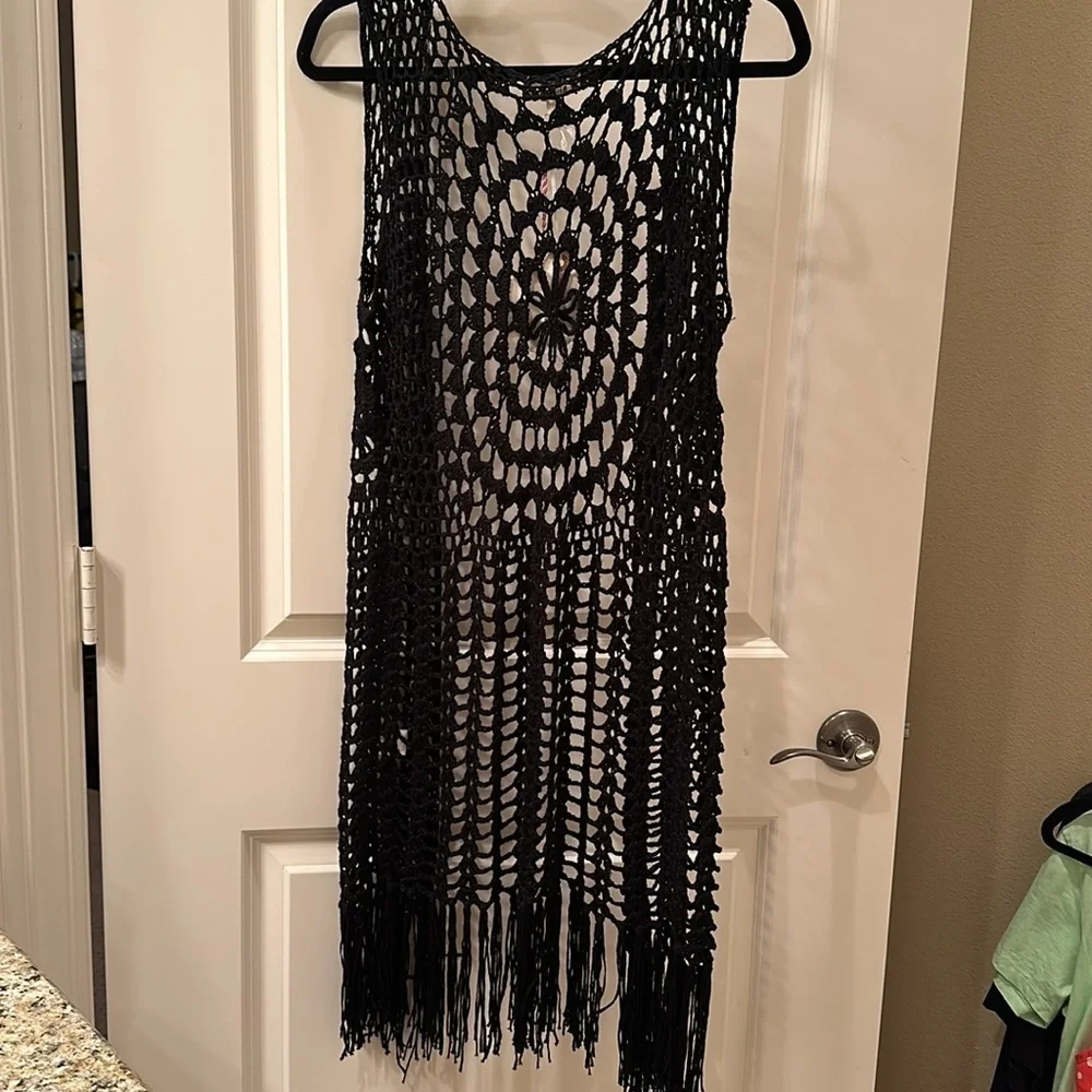 Black Crochet Vest